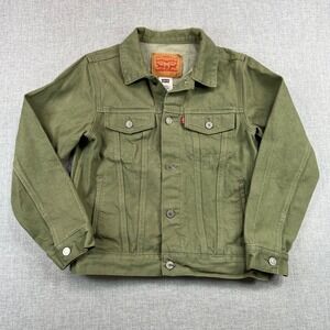 Levi's Type III Denim Trucker Jacket Kids Large Olive Green Classic